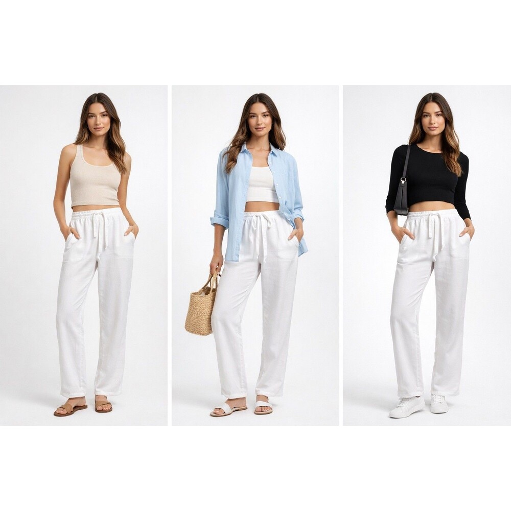 Cynthia Rowley White Lyocell Pull-On Cropped Pants Women’s Size S
